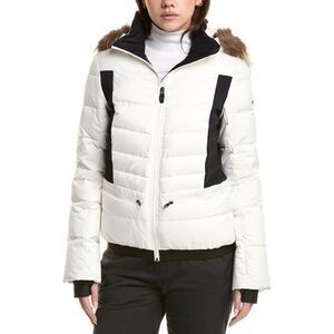 Post Card Womens Fox Fur-Trim Down Ski Jacket, White